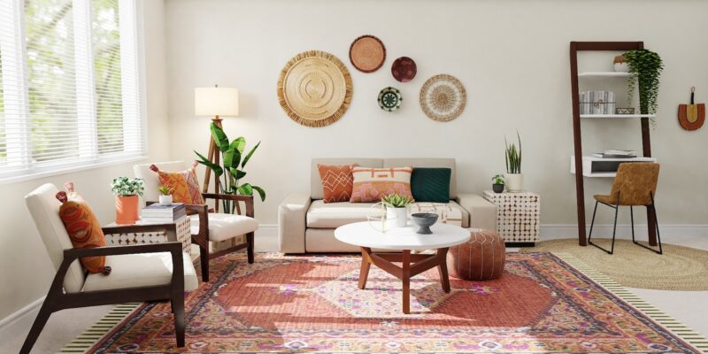 white and brown living room set